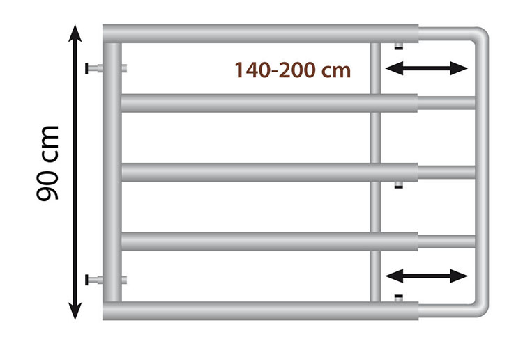 HAAS Weidetor ausziehbar 140-200 cm , Höhe 90 cm