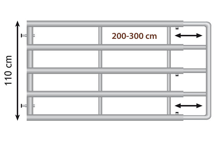 HAAS Weidetor ausziehbar 200-300 cm, Höhe 110 cm