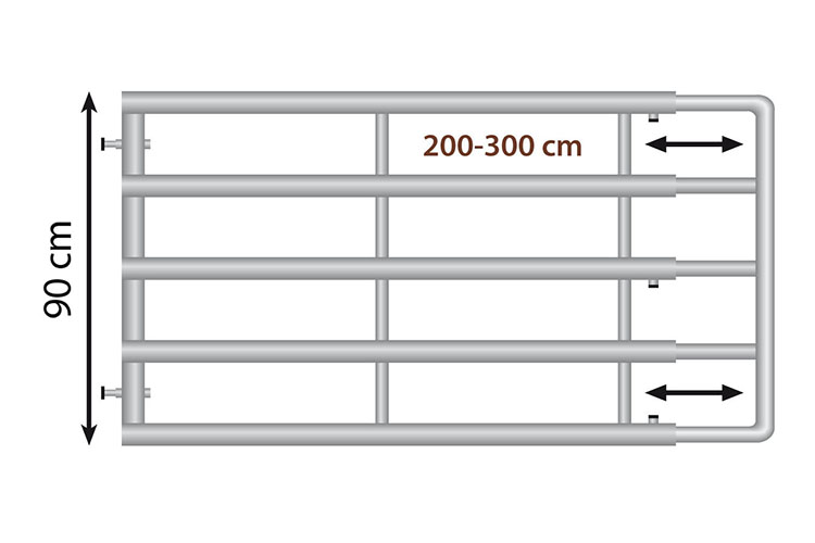 HAAS Weidetor ausziehbar 200-300 cm, Höhe 90 cm